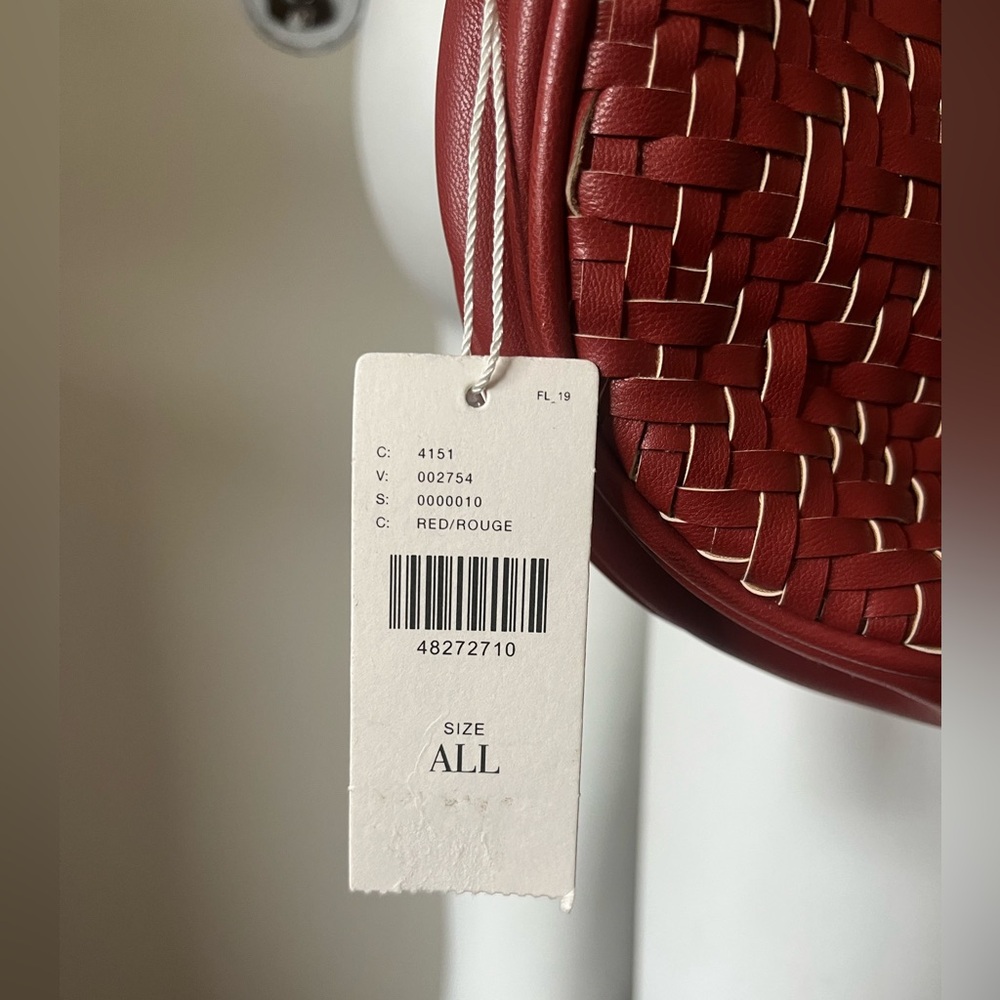 Anthropologie Woven Vegan Leather Chunky Chain TASSEL Crossbody Bag Red - Picture 5 of 12